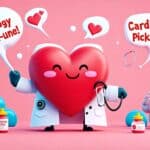 Create an imaginative and whimsical scene featuring a charming, cartoonish heart character wearing a doctor's lab coat and holding a stethoscope. The heart